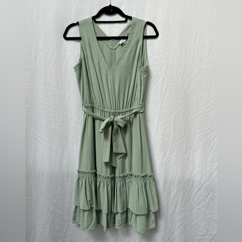Calvin Klein Green Ruffled Tie Front Sundress